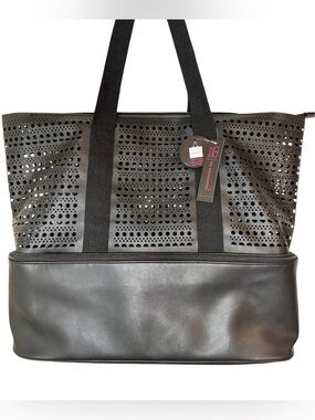 NWT NOBO Black Beach Tote Bag w/ Insulated Cooler Bottom